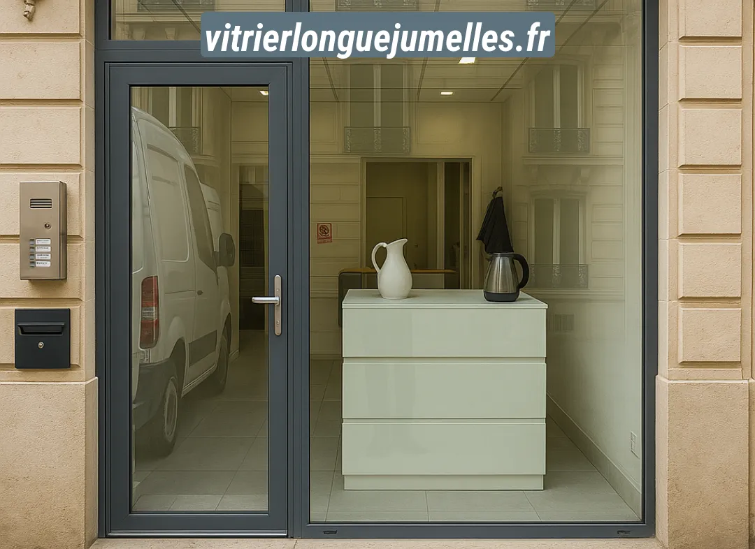 Façade vitrine de magasin en aluminium sur mesure à Longué-Jumelles
